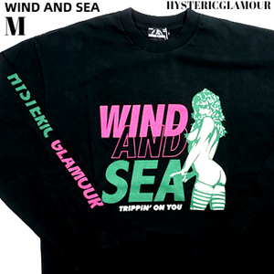 M【WIND AND SEA HYSTERIC GLAMOUR x WDS L/S T-SHIRT / BLACK 02203CL14 ウィンダンシー ヒステリックグラマー ロンTシャツ カットソー】