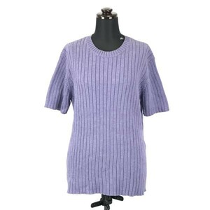 DKNY/ Donna Karan * short sleeves knitted sweater [ lady's L/ purple ] regular agency tag *BG323