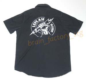 LEFLAH（レフラー）／稲妻拳刺繍 半袖ワークシャツ-サイズM- ／管GVDW