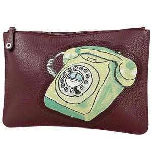 Fendi FENDI Logo Clutch Bag Telephone Phone Pouch Handbag Leather Brown 7N0078 Ladies [Used], Fendi, Bag, bag, Handbag