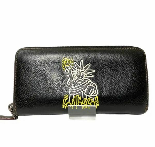 コーチ COACHxKeith Haringコラボ 長財布 自由の女神 中古 国内限定品 F11805 超美品 キースヘリング