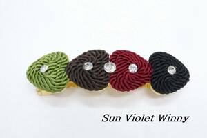 【RA985】Sun Violet Winny サンヴァイオレットウィニー ロープ ハート モチーフ バレッタ 髪留め 未使用保管品【送料全国一律198円】