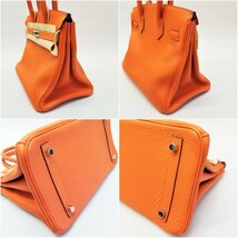 エルメス HERMES バーキン30 オレンジ パラ金具 未使用 保護テープ付 鍵 カデナ クロシェット レインカバー付_画像3