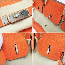 エルメス HERMES バーキン30 オレンジ パラ金具 未使用 保護テープ付 鍵 カデナ クロシェット レインカバー付_画像5