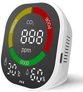 Topyet CO2検出器 二酸化炭素検出器 3 in 1 測定器 CO2濃度センサー 温度/湿度測定機能付き 多機能CO2測定器 USB充電式 400-5000PPM