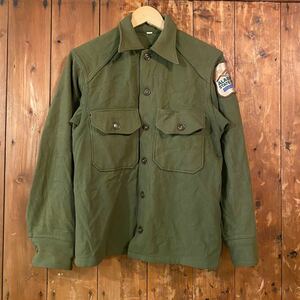 ビンテージ 50s ユーティリティ ウールシャツ S ミリタリー U.S.ARMY 米軍 40s オフィサーシャツ ドレス ワーク オリーブ マスタードシャツ