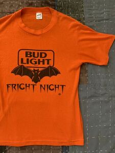 80s BUD LIGHT RICHT NIGHT ビンテージ Tシャツ vintage バドワイザー budweiser BEER ビール オレンジ