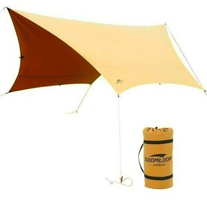 GW 新品 TCタープ Soomloomヘキサタープ4.2mx4.1m 焚き火可 ポリコットンTC ファイアプレイス