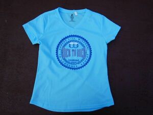 T-shits Tシャツ AZno.139 水色MD WOMEN GREENLAYER KANSAS CITY MISSOURI BREW TO BREW RUNNINGCLUB 上着 古着　used ティーシャツ　