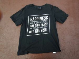 T-shits Tシャツ AZno.84黒　ZEKY M HAPPINESS NOT IN ANOTHER PLACE BUT THIS PLACE BUT THIS HOUR 上着 古着　used ティーシャツ　