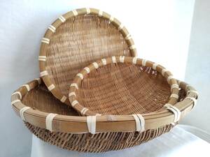 ◆そばざる３個セット　竹細工 竹ざる 伝統工芸 古民具 骨董 調理道具 竹製 うどん 水切