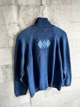 ☆★ 90s〜 ORIGINAL BLUE CLUB INDIGO KNIT CARDIGAN OLD VINTAGE オリジナルブルー クラブインディゴ カーディガン オールド ビンテージ_画像4