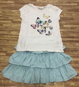 H&Mセットアップ☆３段フリルスカート☆ラメTシャツ☆134/140