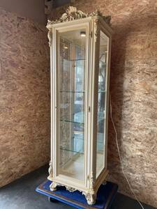 イタリア製 ロココ調 ガラスショーケース ショーケース キャビネット 飾り棚 飾棚 高級家具 輸入家具
