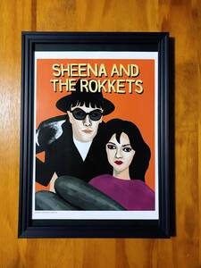 即決 額装☆シーナ&ロケッツ SHEENA & THE ROKKETS 竹内俊太郎 イラスト A4 額入り ポスター風 アートフレーム 送料無料
