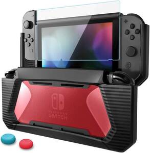 「F205N-赤SWケース」新品 Nintendo Switch カバー全面保護透明レッド