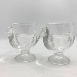 フランス製　クリスタルガラス　新品　未使用　レア　入手困難　二つセット　ペアセット　デザートカップ ヴィンテージ 鳥紋様