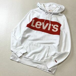 美品 Levi‘s リーバイス ビッグロゴ フーディ パーカー メンズ Mサイズ ホワイト レッド アウトドア キャンプ