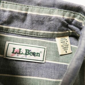 90's USA製 L.L.Bean LLビーン ストライプ シャンブレー ボタンダウン シャツ 長袖 (S) コットン 90年代 アメリカ製 旧タグ オールドの画像8