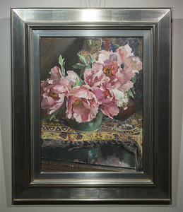 Art hand Auction He Kongde, 1991, Peony Oil Painting, Framed, Guaranteed Authentic, Chinese Modern and Contemporary Painting, Contemporary Art, Painting, Oil painting, Still life