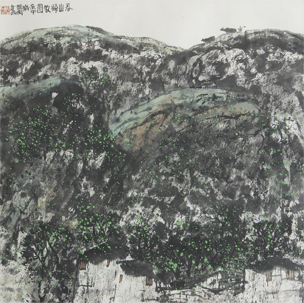 赵卫 1990 Spring Mountain Rückkehr zur Ernte von Kyoshin, garantiert authentisch, Chinesische moderne und zeitgenössische Malerei, zeitgenössische Kunst, Kunstwerk, Malerei, Andere