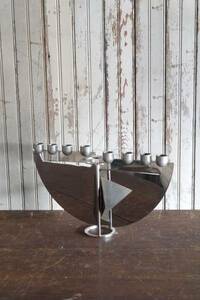 アンティーク8灯メタルキャンドルホルダー[ac2-47]壁掛けロウソク燭台什器ビンテージコレクションディスプレイ小物金属雑貨炎テーブル椅子