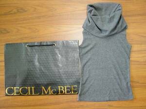 * new goods CECIL McBEE Cecil McBee * easy ta-toru neck no sleeve cut and sewn charcoal gray 