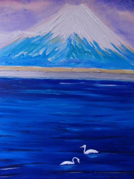 ≪Komikyo≫TOMOYUKI･Tomoyuki, Fuji et le lac Yamanaka, peinture à l'huile, F10 n° : 53, 0cm×45, 5 cm, objet unique en son genre, Peinture à l'huile neuve de haute qualité avec cadre, Signé à la main et authenticité garantie, peinture, peinture à l'huile, Nature, Peinture de paysage