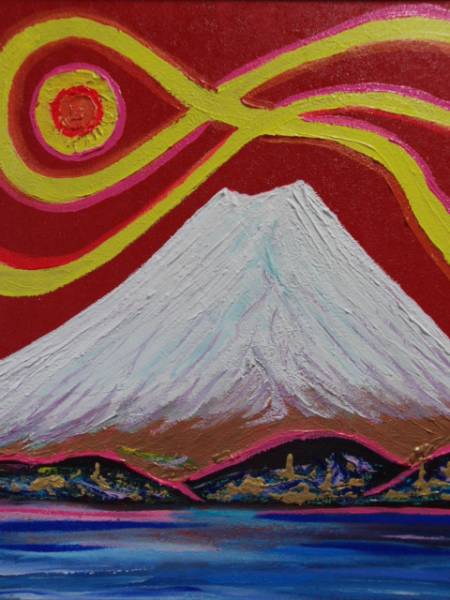 National Art Association TOMOYUKI Tomoyuki, The Moon and Red Fuji, Oil painting, F10:53, 0cm×45, 5cm, Unique item, New high-quality oil painting with frame, Autographed and guaranteed to be authentic, Painting, Oil painting, Nature, Landscape painting
