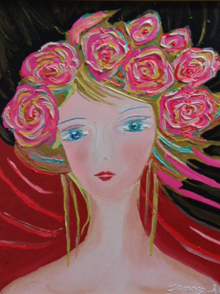Association nationale des arts TOMOYUKI Tomoyuki, Femme avec des fleurs, Peinture à l'huile, F8 : 45, 5cm×37, 9 cm, Peinture à l'huile unique en son genre, Nouvelle peinture à l'huile de haute qualité avec cadre, Dédicacé et garanti authentique, Peinture, Peinture à l'huile, Portraits