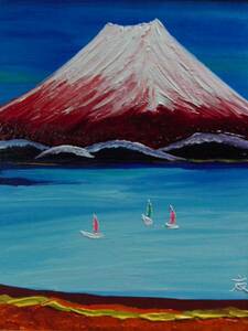 ≪国美協≫TOMOYUKI・友之、『湖と富士山』、油彩画、F8号：45,5cm×37,9cm、油絵一点物、新品高級油彩額付、直筆サイン・真作保証付