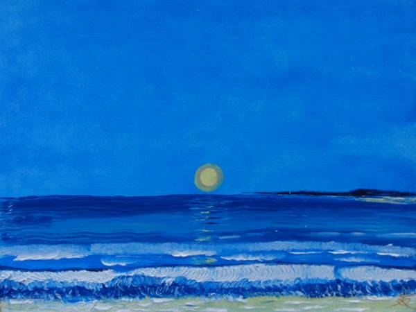 National Art Association TOMOYUKI Tomoyuki, The Moon and the Sea, P10: 53cm x 41cm, Unique item, New high-quality oil painting with frame, Autographed and guaranteed to be authentic, Painting, Oil painting, Nature, Landscape painting