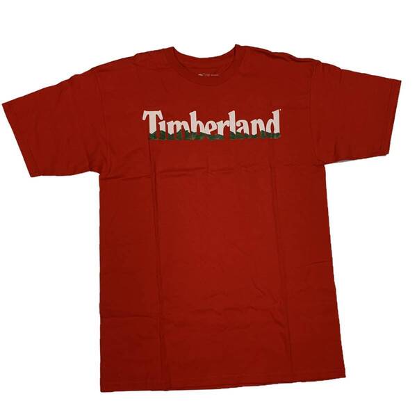 Timberland ティンバーランド ブランドロゴ Tシャツ(レッド)(M)【並行輸入品】