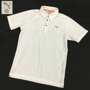 PUMA スポーツライフスタイル プーマ ゴルフウェア スポーツウェア 半袖ポロシャツ 刺繍ロゴ メンズ サイズL 白