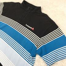 le coq sportif ルコックスポルティフ ゴルフコレクション スポーツウェア 半袖シャツ ハーフジップ ボーダー 刺繍ロゴ メンズ L デサント_画像3