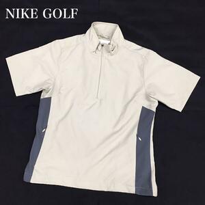 NIKE GOLF ナイキゴルフ スポーツウェア 半袖 ハーフジップ ウィンドブレーカー 裏地メッシュ ベンチレーション 刺繍ロゴ レディース S