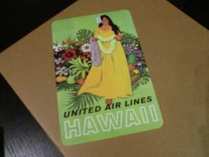 ハワイ お土産 USA アメリカ UA ユナイテッド航空 限定 希少 ポストカード 1枚 美品 絵葉書 アメリカ 飛行機 アート インテリア オブジェ 