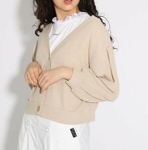  new goods PINK-latte waffle cardigan × race neck T-shirt SET light beige 16(S160cm) regular price 4290 jpy 