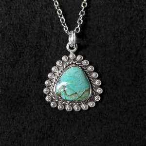  free shipping Vintage bell trailing post turquoise silver pendant necklace jewelry Navajo zniBELL TRADING POST