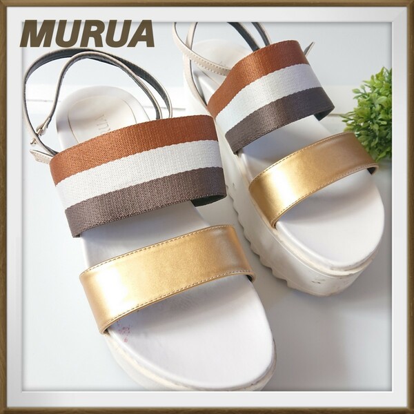 【ＭＵＲＵＡ】ラインテープ 厚底サンダル