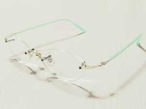 新品　courreges クレージュ　メガネ　眼鏡　上品　高級感　ツーポイント　オーバル　ミント