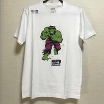 UNIQLO(ユニクロ) - メンズ マーベル グラフィックT（半袖） Tシャツ 白 Lサイズ 大人気完売品 マーベル・コミック ハルク 新品 未使用品_画像1