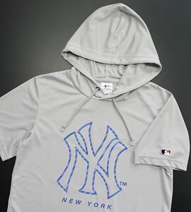 ●送料390円可能商品 ニューヨーク ヤンキース NY YANKEES MLB 新品 メンズ 半袖 パーカ シャツ 灰 XL[C0130MRB-N3-LL]一 三 参★QWER