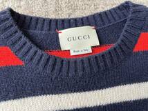 GUCCI グッチ チルドレンズ ニット セーター 8 ウサギ ラビット ネイビー レッド ホワイト ボーダー柄 120~130㎝ イタリア製 美品 キッズ_画像2