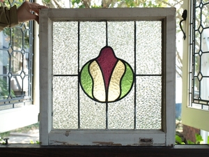 ■アンティークステンドグラス12319-2 装飾 シンプル 英国 イギリス 窓 ドア 内装に ■