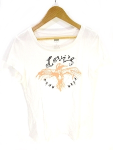 リーバイス Levi's Tシャツ カットソー 半袖 クルーネック プリント 白 ホワイト S レディース