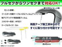 カロッツェリア AVIC-RL09 2014年モデル フィルムアンテナ＆ブースター内蔵ケーブル2個セット 右側L型 HF201 カーナビのせかえ_画像2