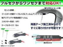 トヨタ / ダイハツ NHZD-W62G 2012年モデル フィルムアンテナ＆ブースター内蔵ケーブル2個セット 左側L型 VR1 カーナビのせかえ_画像2