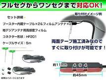 カロッツェリア AVIC-ZH0077 2014年モデル フィルムアンテナ＆ブースター内蔵ケーブル2個セット 左側L型 HF201 カーナビのせかえ_画像2