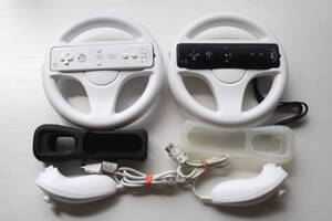 Wiiリモコンまとめて8個セット リモコンプラス/ハンドル/ヌンチャク/ジャケットセット 任天堂純正/動作品